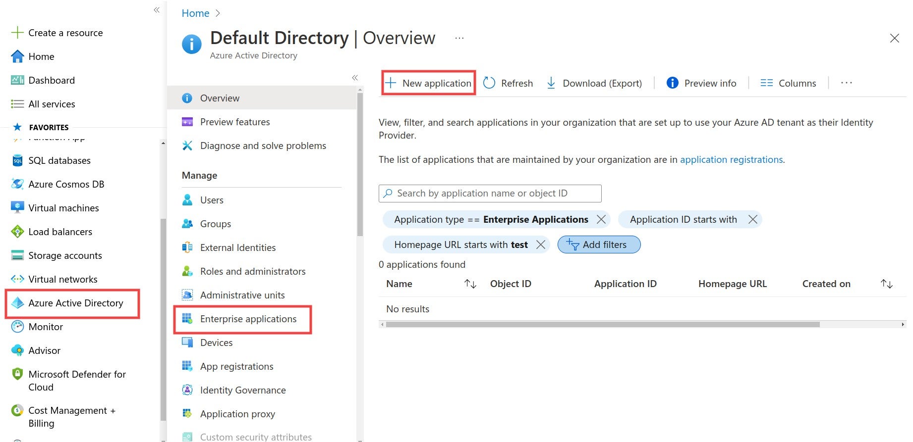 The Azure navigation path to create a new application for your SonarQube SAML authentication.